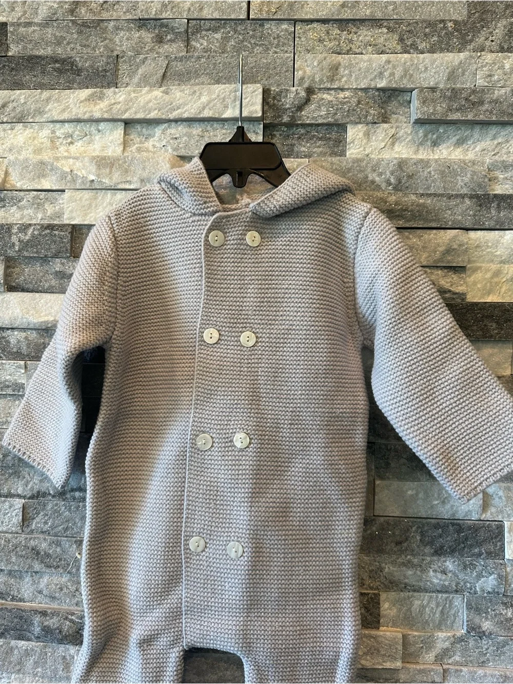 Baby Boys Girls Knit Hooded Bunting Snowsuit Gray 9 Months Footed One Piece Warm